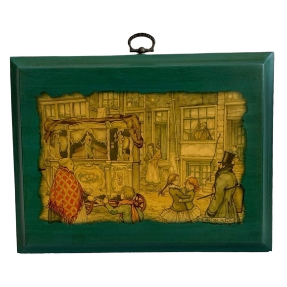 Rare Vintage Picture Frame MARCY LAWSON  Fisherman Village Decoupage Wood Frame - Picture 5 of 6